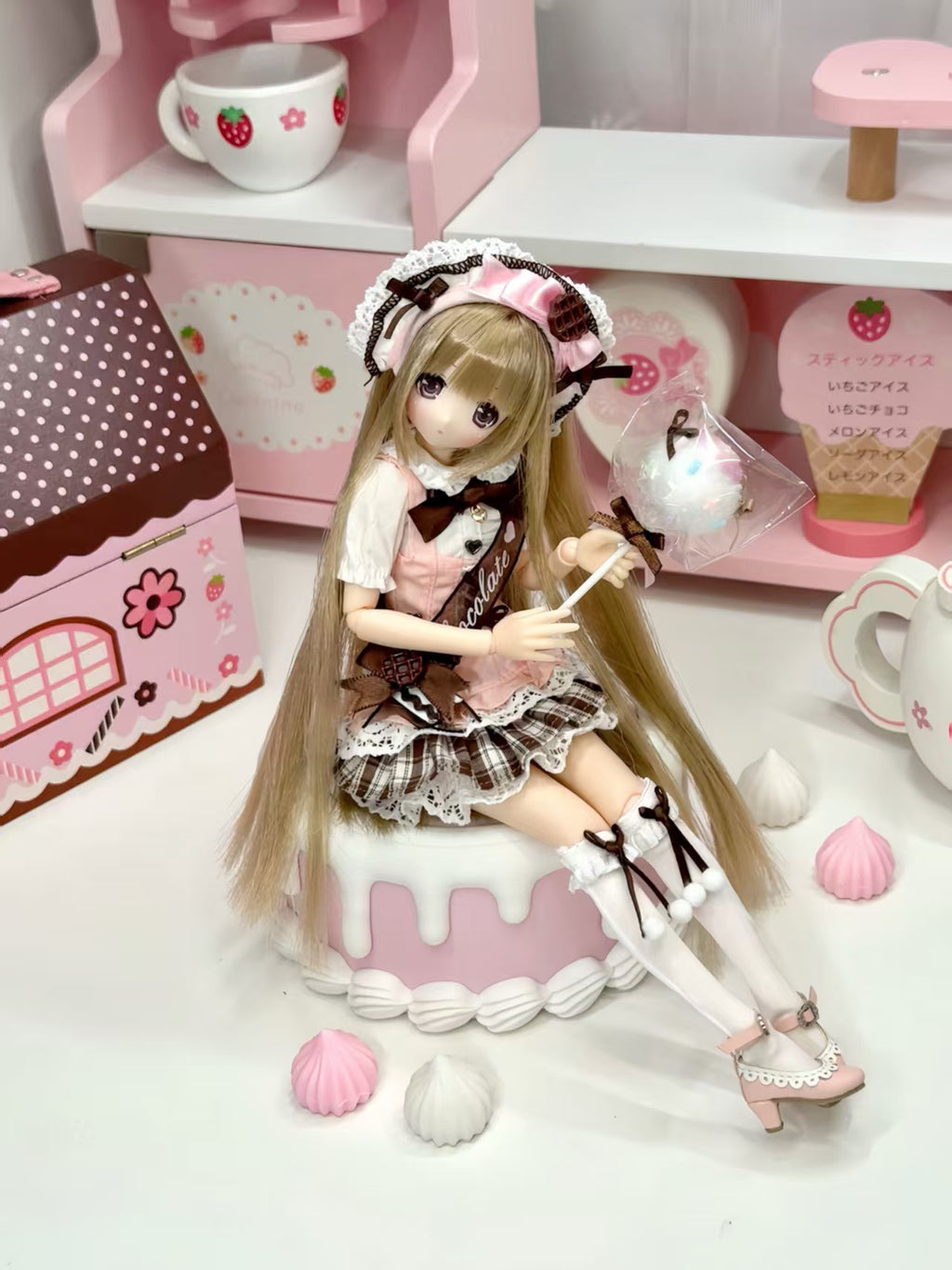 Coco Song Tea Party azone/ob22 in stock cute lolita special 6-point BJD baby clothes (pink)